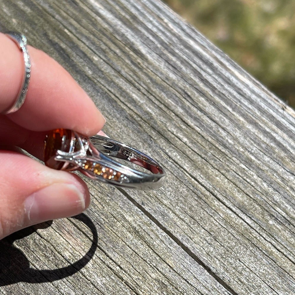 💕💕Mederia citrine and orange sapphires ring - Picture 10 of 16